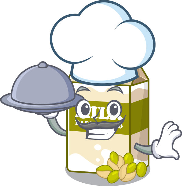 一幅厨师端上开心果牛奶的照片图片下载