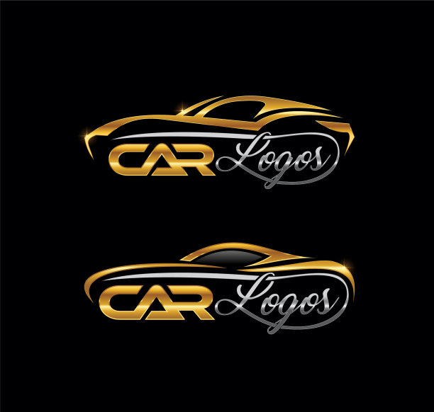 金色和铬的汽车标志标志图片下载