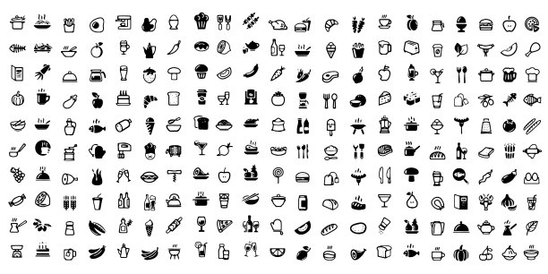 食物图标白色背景图片下载