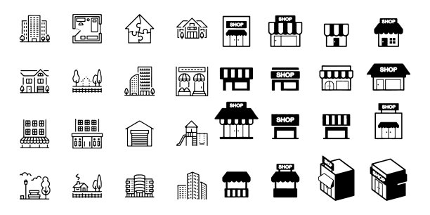 购物中心孤立的图标设置图片下载
