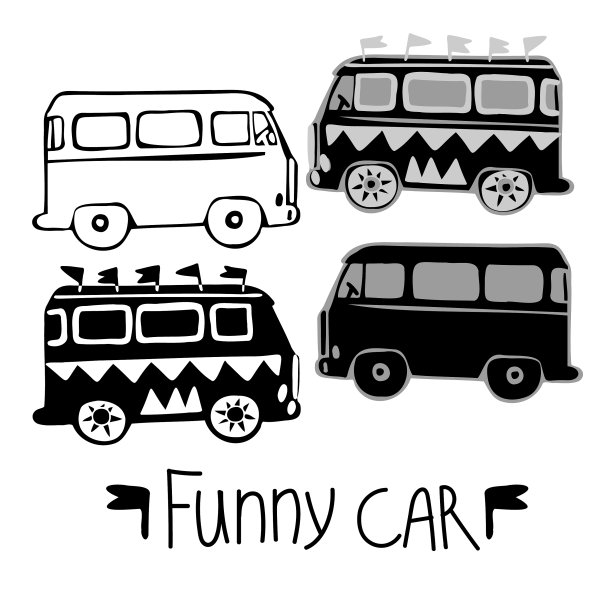 孤立地设置了一排公交车的剪影图片下载