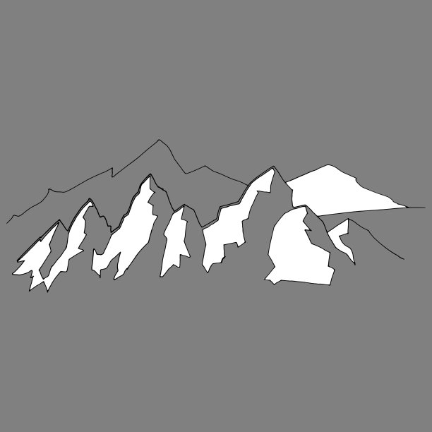 山脉图标雪山手绘图片下载