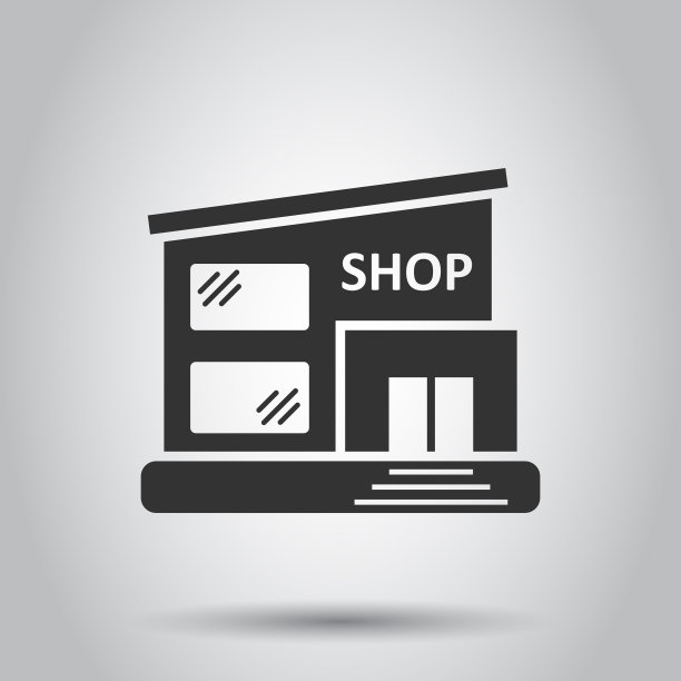 商场图标在平面风格的商店上白色孤立图片下载