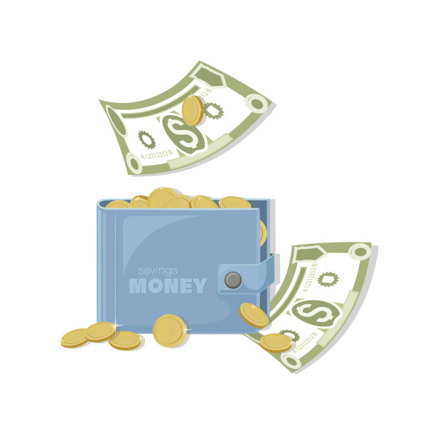 美元纸币金币现金钱包下落图片下载