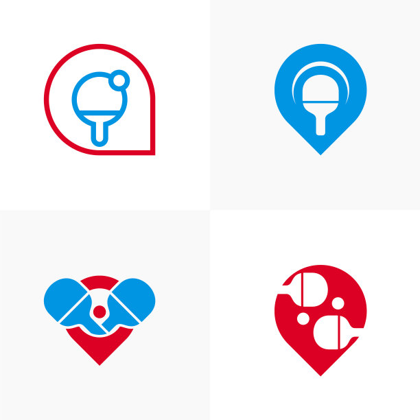 设定乒乓球运动标志设计概念图片下载