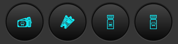 设置公交车票博物馆、火车和图标图片下载