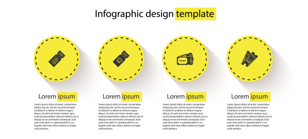 设置车票、公交车票及商务信息图表图片下载