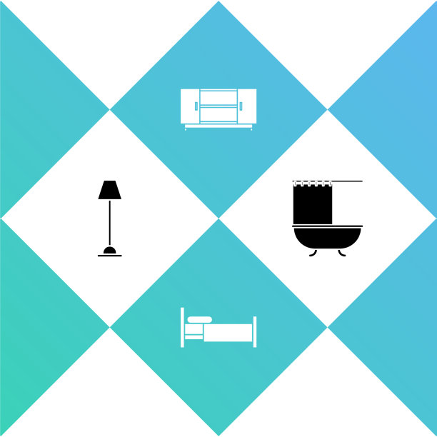 设有落地灯、床、电视、台架及浴缸图片下载