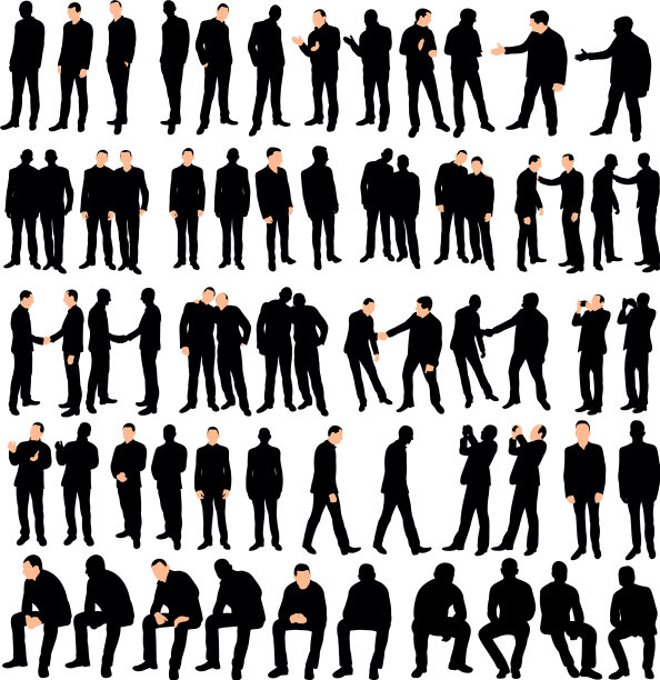 孤立的剪影男人去站着设图片下载