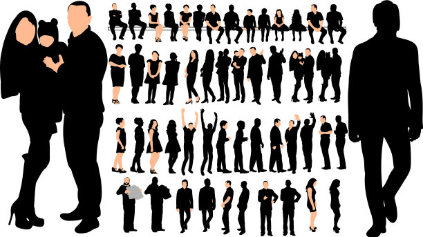 孤立剪影人集图片下载