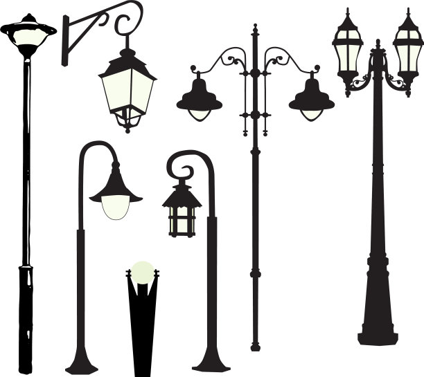 剪影街灯燃烧图片下载