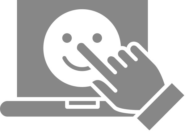 人投上笔记本电脑灰色图标上的笑脸图片下载