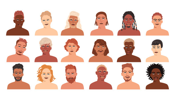 给男人设置不同国籍的男孩形象图片下载