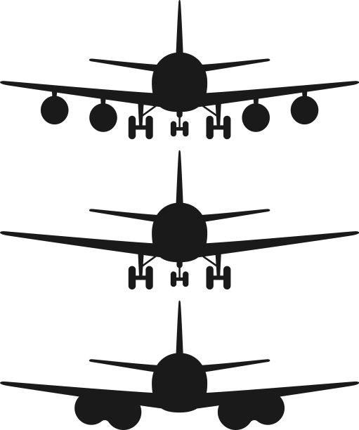 黑白3飞机正面剪影图片下载