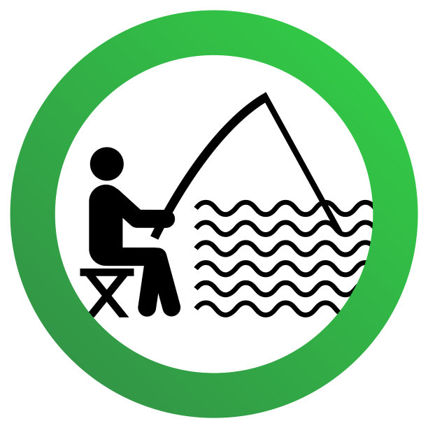 钓鱼许标志现代圆贴纸图片下载