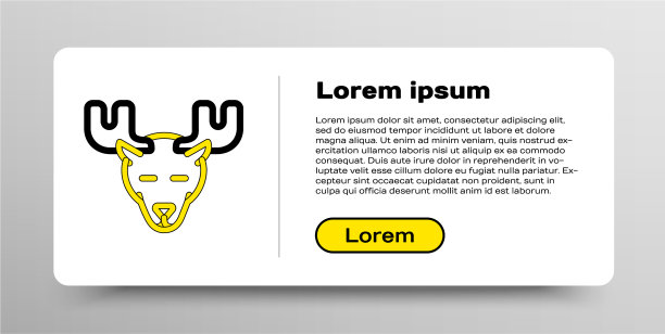 线驼鹿头与角图标孤立在白色图片下载