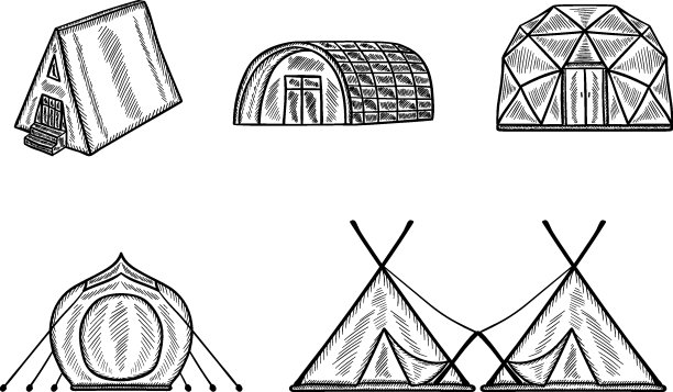 豪华野营涂鸦帐篷套装图片下载