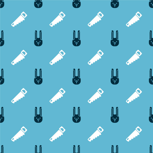 设兔子耳朵和手锯上无缝图片下载