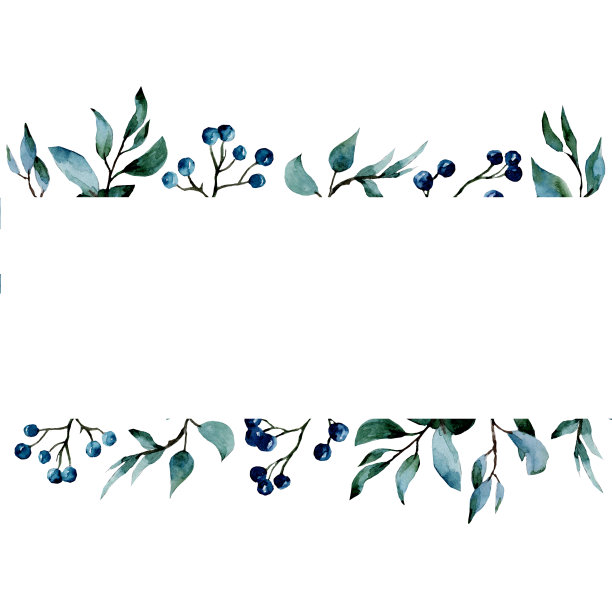 在白色背景上的树枝和浆果的水彩插图。框架装饰用的。图片下载
