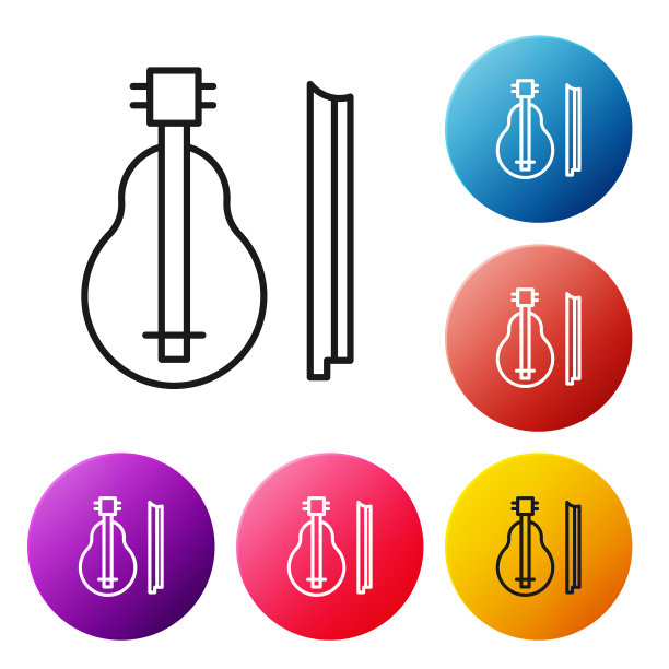 黑线小提琴图标孤立在白色上图片下载