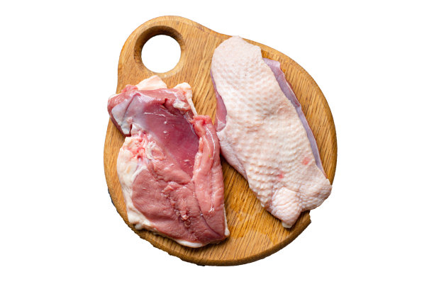 生鸭胸脯肉家禽和香料配料烹饪烧烤新鲜的部分在餐桌上餐小吃俯视图复制空间文字食物背景乡村图片下载