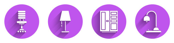 设置办公椅、台灯、衣柜和桌子图片下载