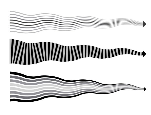 一套波浪矢量长箭头与条纹素材图片