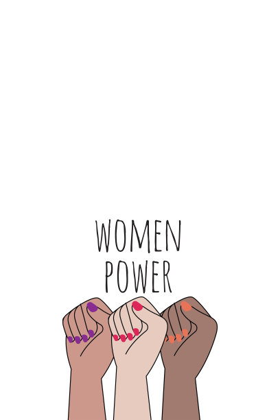 不同种族的女性紧握着拳头。妇女赋权运动，友谊。一个不同种族的群体。国际妇女节。图片下载