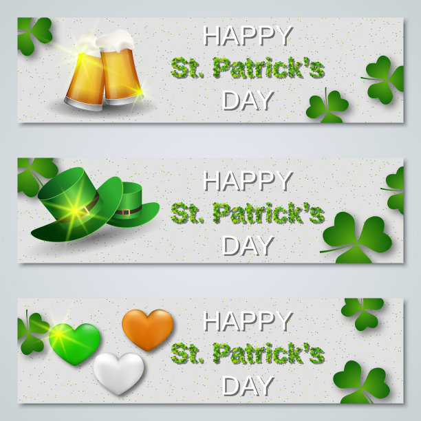 圣帕特里克节网页横幅矢量收集图片下载