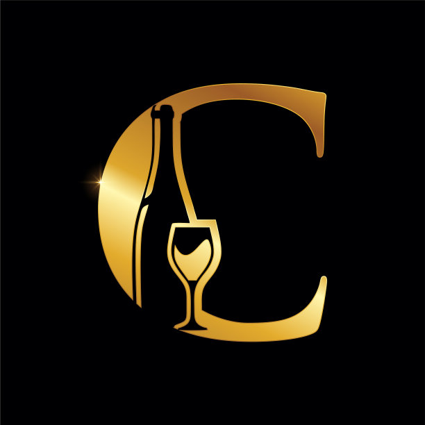 金酒和瓶首字母c设计图片下载