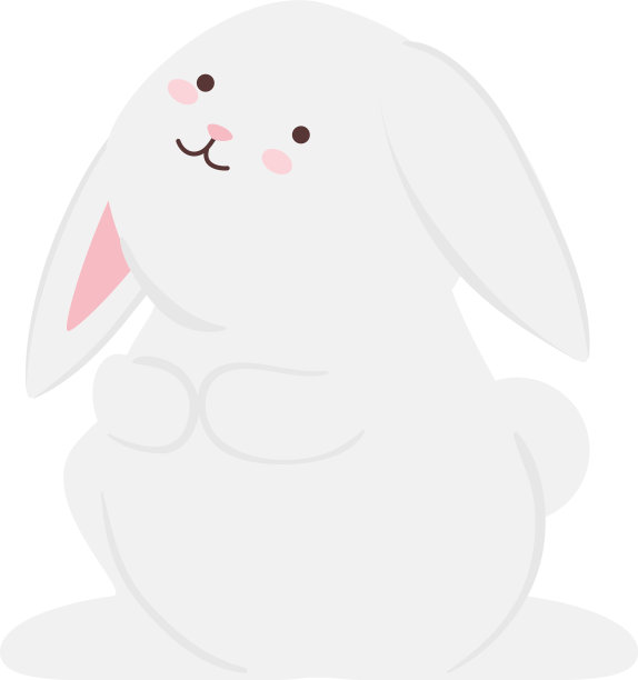 孤立可爱的大白兔卡通设计图片下载