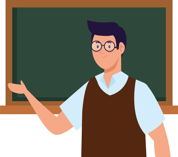 学校男子教师与绿色板设计图片下载