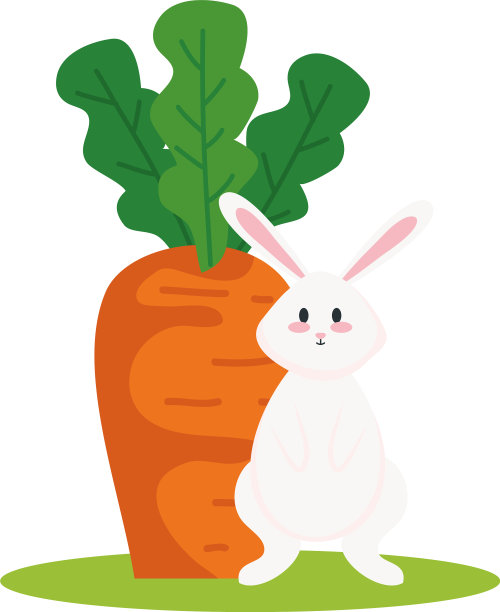 可爱的胡萝卜白兔卡通图片下载