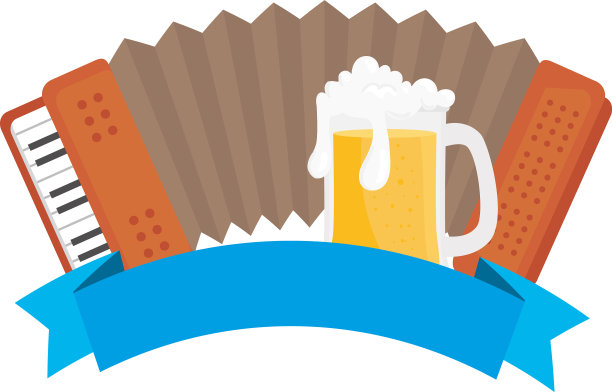 啤酒节手风琴和啤酒杯图片下载