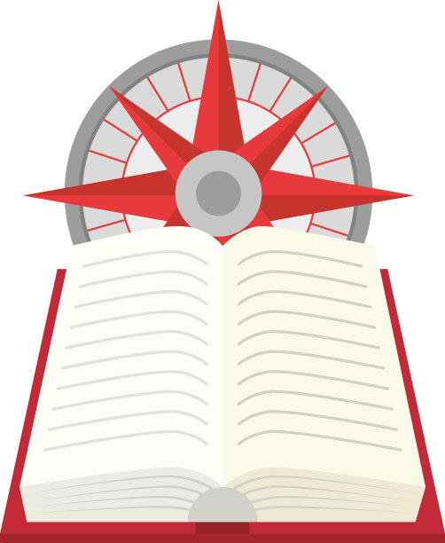 打开带有罗盘设计的书图片下载