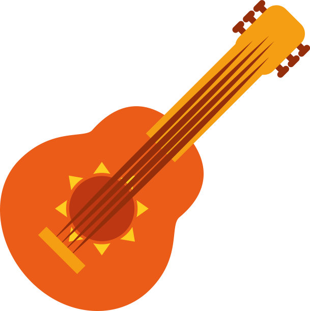 吉他乐器图标平坦风格图片下载
