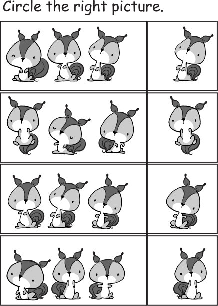 矢量卡通松鼠教育游戏配对活动图片下载