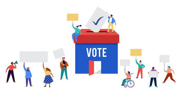 一群人举着旗子去参加选举图片下载