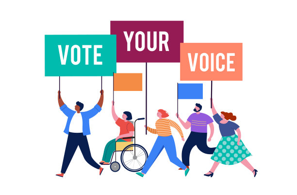 一群人举着旗子去参加选举图片下载