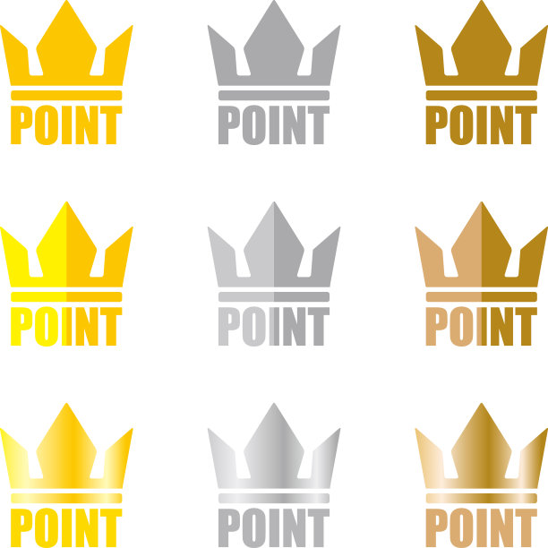 一套金，银，和青铜皇冠图标上诉点图片下载