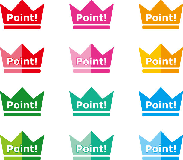 一套彩色皇冠图标的吸引力点图片下载