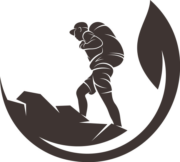 攀爬者与树叶标志设计模板户外图片下载