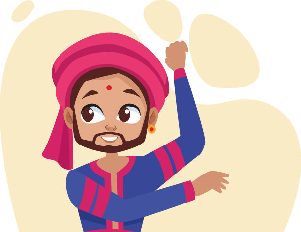 排灯节男子卡通与传统的布料舞蹈图片下载