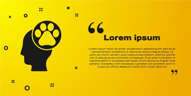 黑色的人头与动物的足迹图标图片下载