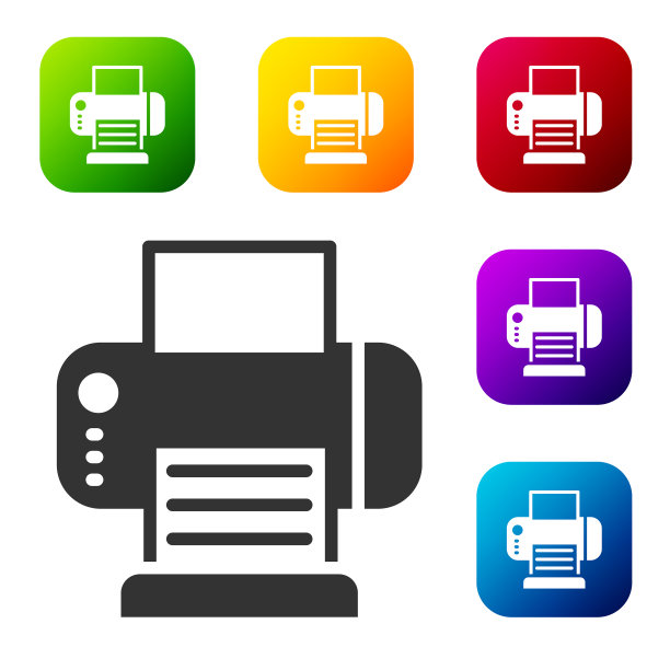 黑色打印机图标孤立在白色背景上图片下载