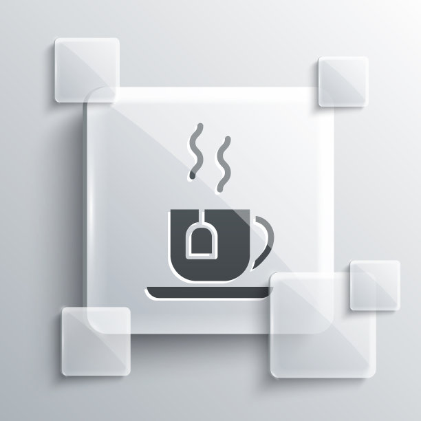 灰色杯茶与茶袋图标孤立在灰色图片下载