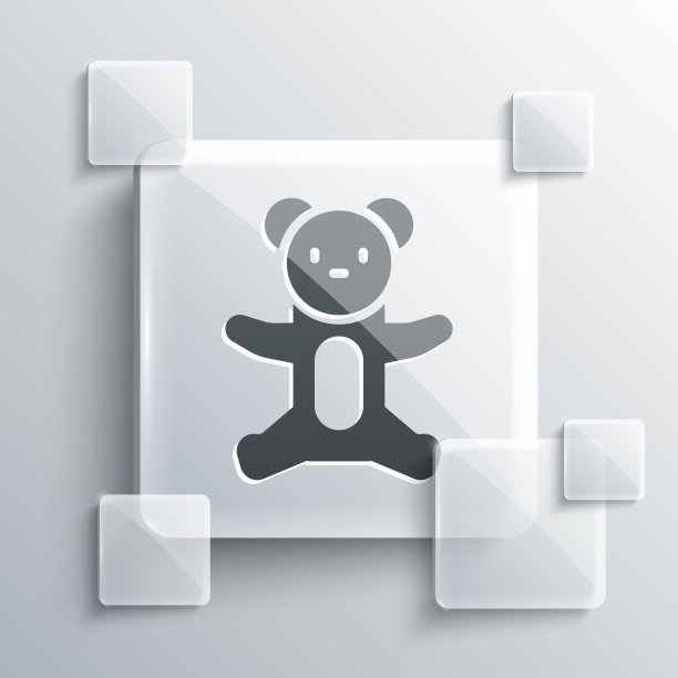 灰色泰迪熊毛绒玩具图标孤立在灰色图片下载