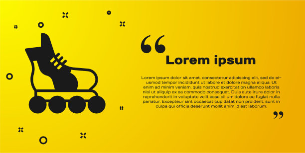 黑色轮滑图标孤立在黄色图片下载