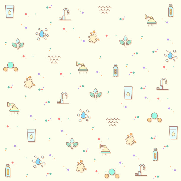 一个可爱的水和饮料的矢量插图。图片下载