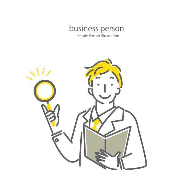 友好的商人，简约时尚的线条艺术，双色图片下载